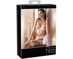 Abierta Fina – Sexy Beha set met Open Stukken en Decoratieve Veters  – Maat 75B/S – Wit