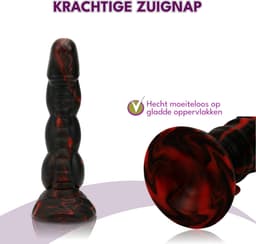 JustFun Fantasy Dragon Dildo - 20 CM - Met Zuignap - Sex Toys voor Mannen & Vrouwen - Monster Anal Plug XL - Zwart / Rood — thumbnail 3