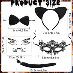 Complete Kattenkostuum Set voor Dames met Oren, Staart en Kant Masker — thumbnail 4