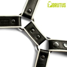 BRUTUS Leather Leg Harness Black-White — thumbnail 5