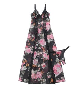 Zeloria Sexy Mesh Nachtjurk met Bloemenprint en Split – Transparante Lingerie Jurk met Kant en Slip – Verleidelijke Nightgown Dames – L — thumbnail 6