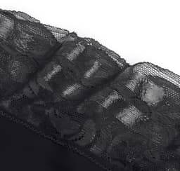 Zeloria Matte Wetlook / PU leer Kousen met Kant Rand – Zwart – Thigh High Stockings met Lace Top – L-XXL — thumbnail 4