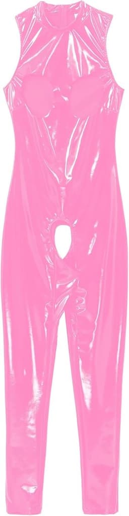 Dames Jumpsuit in Wetlook Luipaardprint - Strak Catsuit met Lederlook voor Feest en Clubkleding — thumbnail 5