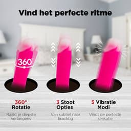 Rosebay Vibrerende Dildo met Afstandbediening 20 cm - Stotende Dildo - Dildo Vibrator - Dildo met Zuignap - Dildo Vibrator voor Vrouwen - Roze — thumbnail 6