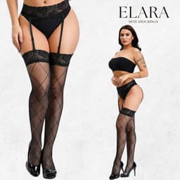 Elara Marena – Sexy Jarretel Gordel met Kousen – 2-Delige Lingerieset – Verleidelijke Netkousen met Kant – S t/m XL – Dames Lingerie — thumbnail 1
