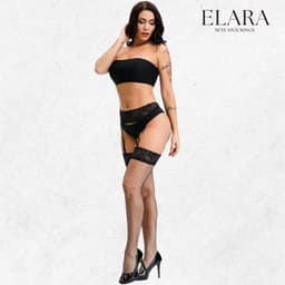 Elara Celestia – Sexy Jarretel Gordel met Kousen – 2-Delige Lingerieset – Verleidelijke Netkousen met Kant – S t/m XL – Dames Lingerie — thumbnail 5