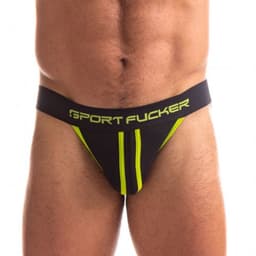 Sport Fucker - Jersey Jockstrap Herenslip - Zwart/Geel L — thumbnail 1