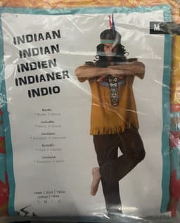 Sexy Indianen Kostuum – Bruine Broek, Geprinte Blouse & Bijpassende Haarband - Maat M — thumbnail 2