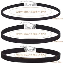 Pack of 3 Velvet Choker Necklaces for Women with Tattoo Chain Ribbon for Teens Velvet Black — thumbnail 5