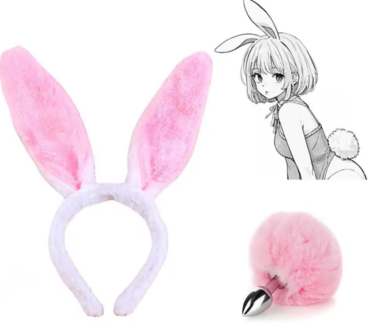 Konijnenoren met buttplug - Cosplay rollenspel - Bunny - Anaal - Anime - Set — afbeelding 1