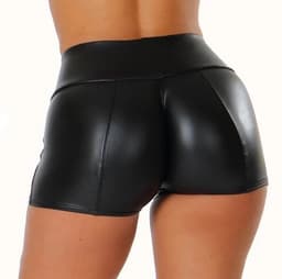 Strakke lederen push-up short vrouwen - Sexy BDSM broekje - Erotische kleding voor haar - Ronde billen - Leer - Nachtclub - Mini short - Rollenspel — thumbnail 2