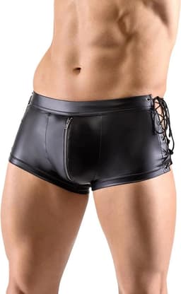 BDSM Lederen harnas korte short met open kruis functie - PU Leer - Latex look - Boxershort - Touw - Licht verstelbaar - Korte broek — thumbnail 5
