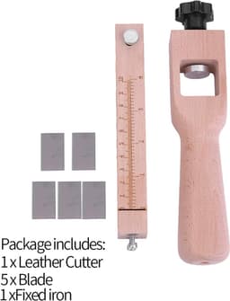 Strip And Strap Cutter Leather Craft DIY Hand Cutting Tool Adjustable With 5 Blades Professional Wooden Leather - ShopVlot — thumbnail 4