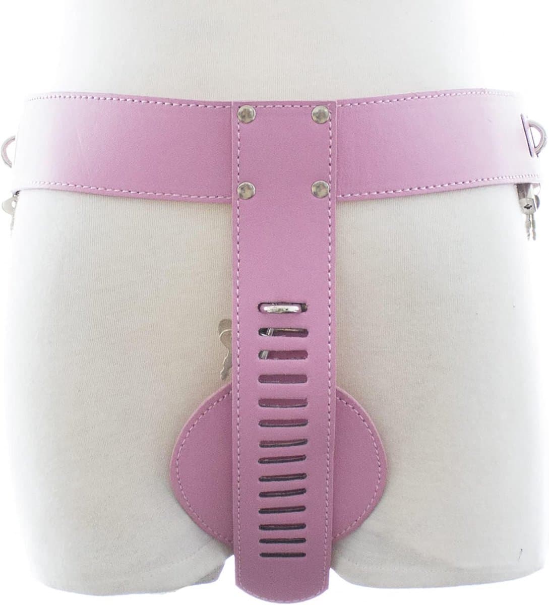 Chastity Belts for Women with Lock PU Chastity Cage Belt BDSM Chastity Devices Adjustable Chastity Strap Bondage Belt,sex Restraints Furniture Toys for Couples (Pink) — afbeelding 1