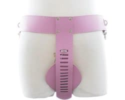 Chastity Belts for Women with Lock PU Chastity Cage Belt BDSM Chastity Devices Adjustable Chastity Strap Bondage Belt,sex Restraints Furniture Toys for Couples (Pink)