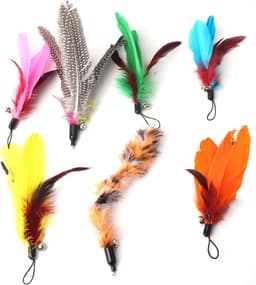 Feather Toy, Feather Toys voor Binnenkatten 7 Stks Pet Cat Teaser Dangler Rod Stick Stick Veervervanging Katten Katten Leveringen voor Alle Rassen en Soorten — thumbnail 2