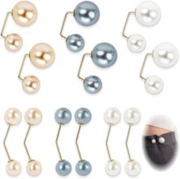 Set van 12 dubbele parelspelden, kraagsierad, parelclip, kledingaccessoire, brochespeld, cardigan, trui, sjaal, tas – veiligheidsclip voor dames, doe-het-zelf, bruiloft, dagelijks gebruik — thumbnail 1