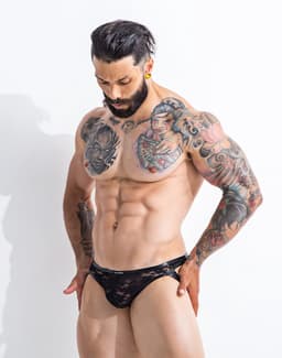 Cut4Men - Sexy Kanten Jockstrap - PU-lederen Bandjes - Zwart M — thumbnail 3