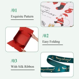 Kerstgeschenkdozen met lint 29x21x10cm wit — thumbnail 3