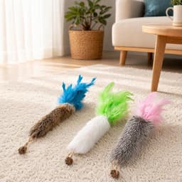 Veerspel voor katten, 3 stuks reserveonderdeel voor kattenspeelgoed, interactief speelgoed voor katten, speelgoed voor kittens, vogelpijp, vogelveren, interactieve kat (groen/blauw/roze) — thumbnail 2
