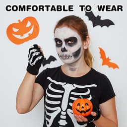 Handschoenen, antislip, vingerloze bothandschoenen, halve vingerhandschoenen, skelet, gebreide skelethandschoenen, kostuumaccessoire voor Halloween, carnaval, cosplay — thumbnail 5