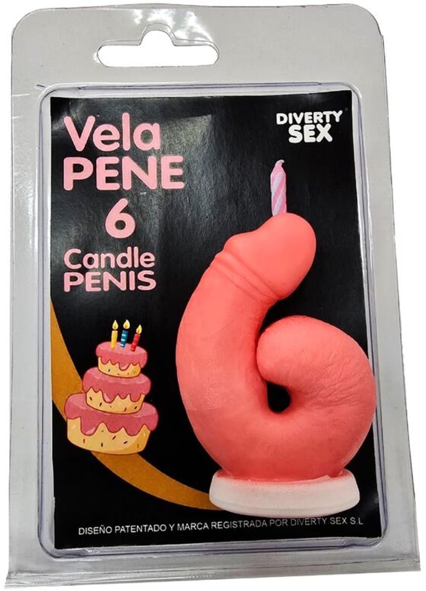 Penis Kaars Nummer 6 Roze — afbeelding 1