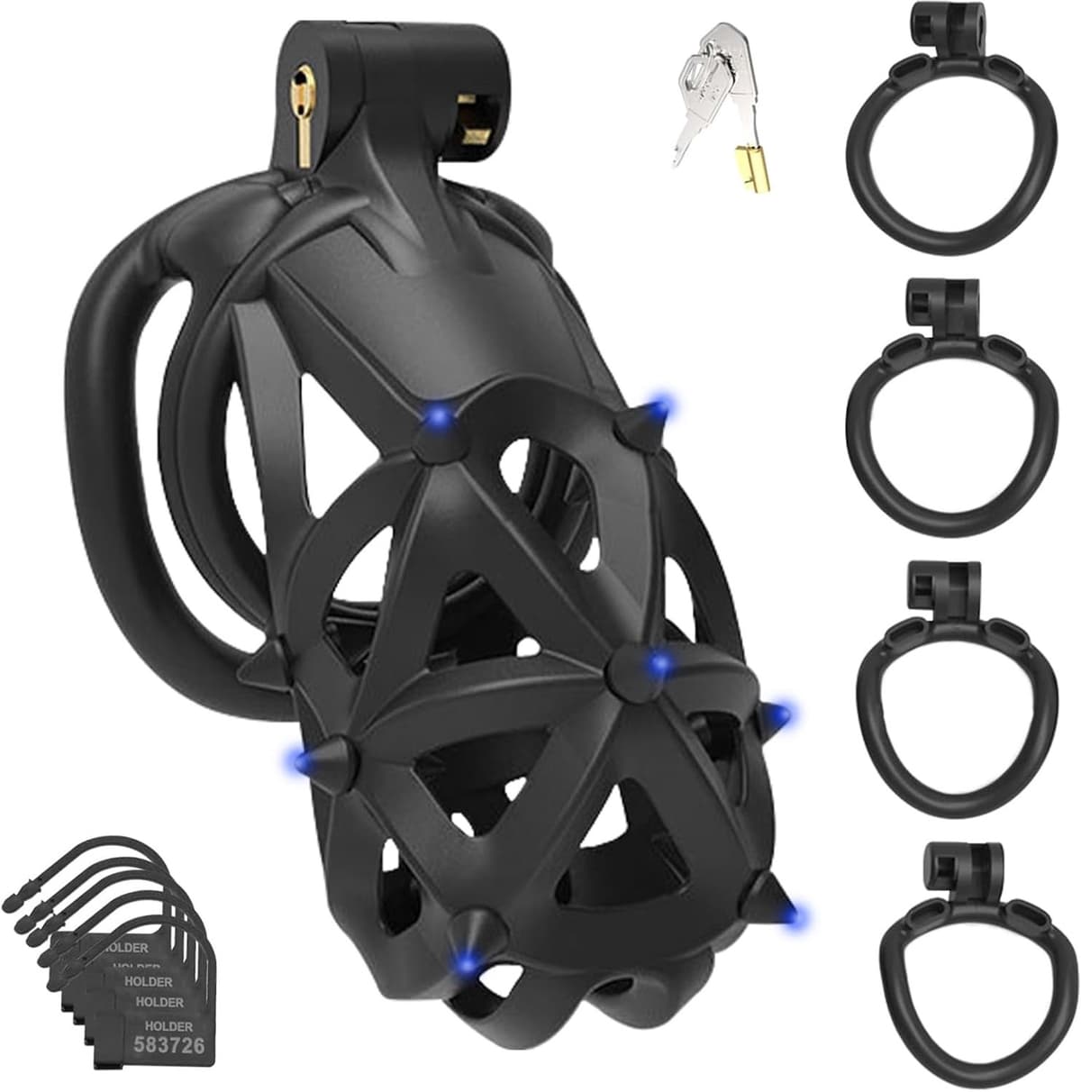 Intimiteitsspeelset met 3D-wafelstructuur, verwijderbare spikes en 4 penissteunen. — afbeelding 1