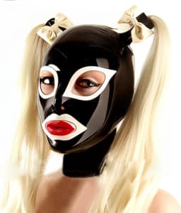 Latex masker met pruik, rekbaar — thumbnail 1