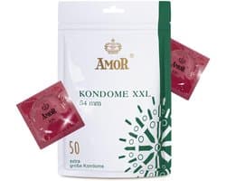 AMOR XXL Premium condooms, Gevoelsecht, Ø 54 mm, Transparant, 50 stuks, Ideaal voor mannen