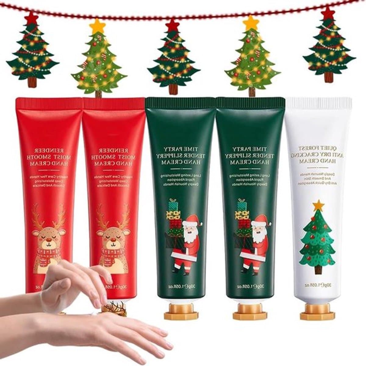 5-delige handcrèmeset met kersthandschoenen en dameshandcrème — afbeelding 1