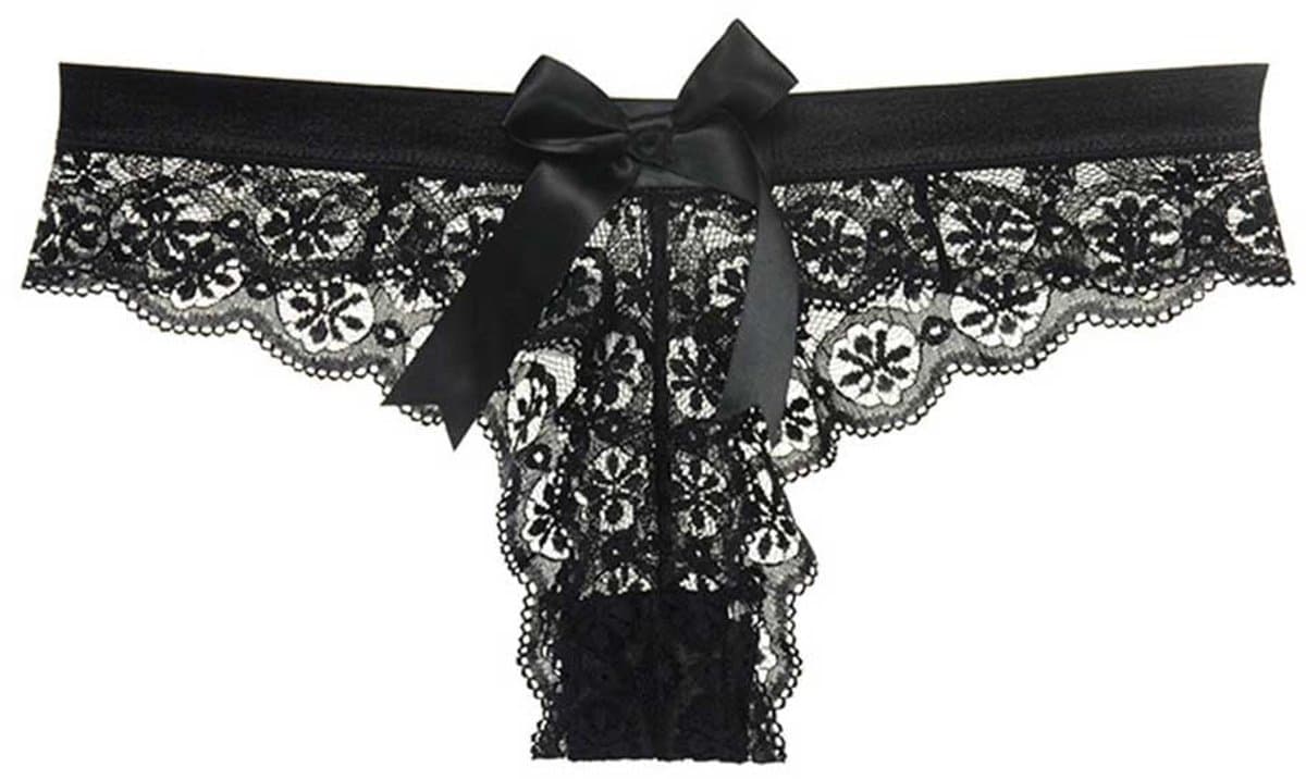 String - Lingerie - Kant - Slipje - Kanten string - Sexy lingerie - Lace - Ondergoed - Zwart - One size - Jonyx — afbeelding 1