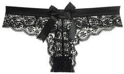 String - Lingerie - Kant - Slipje - Kanten string - Sexy lingerie - Lace - Ondergoed - Zwart - One size - Jonyx — thumbnail 1