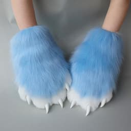 Fursuit Poten Faux Fur Pluche Harige Poten, Therian Poten met klauwen, Padding Therian Handschoenen, Harige Spullen Kat Poot Handschoenen Wolf Poot Vos Harige Handschoenen — thumbnail 4