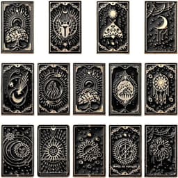 1 Doos 14 Stks 14 Stijlen Tarot Kaart Emaille Pins Gothic Broche Pin Zwarte Legering Waarzeggerij Kaarten Thema Zon Maan Ster Revers Badge Broches Set voor Rugzakken Tassen Kleding Decoratie — thumbnail 1