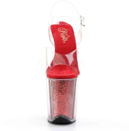 Pleaser - FLAMINGO808G Sandaal met enkelband, Paaldans schoenen - Paaldans schoenen - 42 Shoes - Rood/Transparant — thumbnail 2