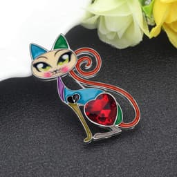 Bloemen kat emaille broche voor dames — thumbnail 3
