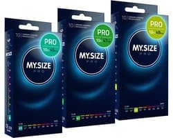 MY.SIZE PRO Condoom maat 0,1,2-45,47,49 mm, 3x10 condooms - pasvorm en een geschikte maat voor iedereen