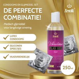 AMOR Premium condoom- en glijmiddelset - 100 condooms Ø 49 mm + Vibratissimo Play Gel med 250 ml — thumbnail 4