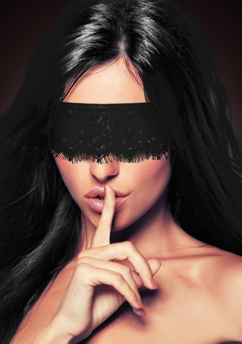 Ouch! Mystère Lace Mask Blinddoek - Zwart — afbeelding 1
