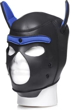 Neoprene Puppy Hood - Black and Blue — thumbnail 1