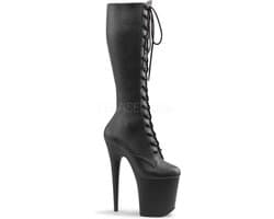 Flamingo-2023 hoge laars met stiletto hak en extreem hoog plateau mat zwart - Fetish Exotic Dancing - (EU 36 = US 6) - Pleaser