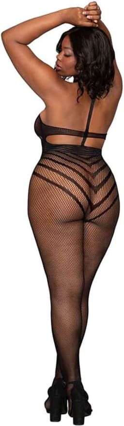 Visnet Bodystocking Teddy - Plus Size - Zwart — thumbnail 2