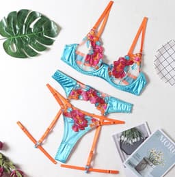 Prachtige elegante lingerie set - 3-delig - Beha, Slip en Jarretels - Erotische vrouwen ondergoed - Sexy en uitdagend - Goede kwaliteit — thumbnail 6