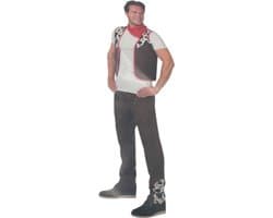 Kinky Cowboy Verkleedset – Bruine Broek, Gilet & Rode Sjaal – Erotisch Kostuum voor Foute Feestjes & Rollenspel Maat M
