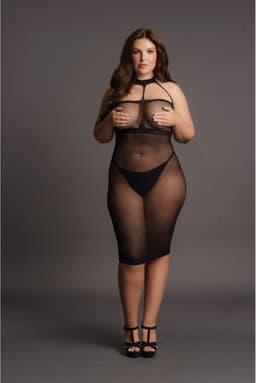 Shots - Le Désir Lingerie Jurkje met Hoge Hals - Plus Size black OSX — thumbnail 2