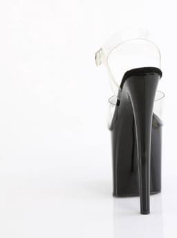Pleaser - NAUGHTY808 Sandaal met enkelband, Paaldans schoenen - US 7 - 37 Shoes - Transparant/Zwart — thumbnail 4