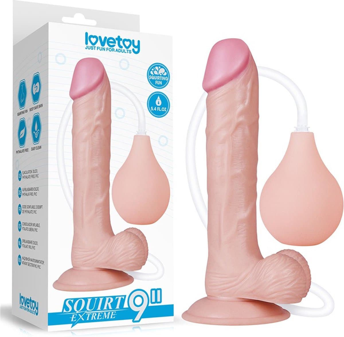 LoveToy - Squirt Extreme Dildo 23 cm - Nude — afbeelding 1