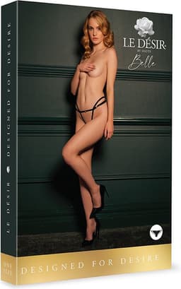 Shots - Le Désir Sophia - Slip met Open Kruis en Billen, Verstelbare Schuifregelaar en Gouden Details - One Size black OS — thumbnail 16