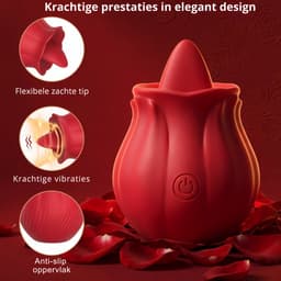 SF Toys – Rozen Tong Vibrator – Clitorale Stimulator – Magnetisch Oplaadbaar – Waterdicht – 10 Vibratiestanden – Rood — thumbnail 4