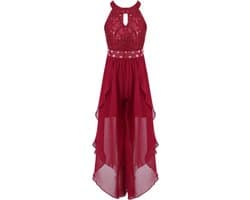Elegante Lange Meisjes Jurk voor Feest, Bruiloft en Communie - Glitter en Bloemdecoratie